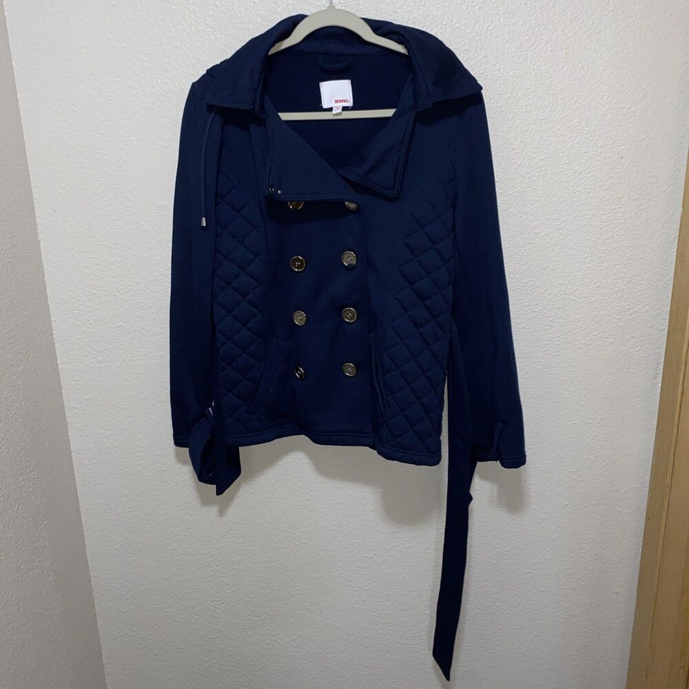 Bongo Women’s Hooded Trench Coat Size L Blue